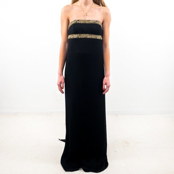 Marchesa 2 Silk Goddess Formal Maxi Gown Black - Picture 1 of 13